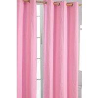 Homescapes Plain Cotton Ready Made Eyelet Curtain Pair in Pink | Size: 140 cm width x 229 cm drop