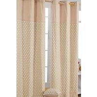 Homescapes Cotton Stars Beige Ready Made Eyelet Curtain Pair in Natural | Size: 140 cm width x 183 cm drop