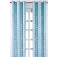Homescapes Cotton Stars Blue Ready Made Eyelet Curtain Pair | Size: 140 cm width x 229 cm drop