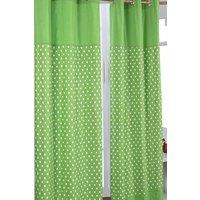 Homescapes Cotton Stars Green Ready Made Eyelet Curtain Pair | Size: 140 cm width x 229 cm drop