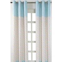 Homescapes Cotton Multi Stars Ready Made Eyelet Curtain Pair in Blue | Size: 140 cm width x 183 cm drop