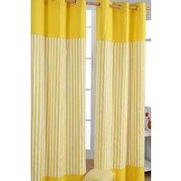 Homescapes Thick Yellow Stripe Ready Made Eyelet Curtain Pair | Size: 140 cm width x 183 cm drop
