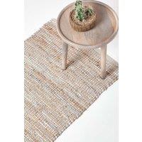 Homescapes Madras Leather Hemp Hall Runner, 66 x 200 cm in Natural | Size: 66 cm x 200 cm