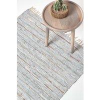 Homescapes Handcrafted Leather Glitter Rug Friendly & Stylish Design in Natural | Size: 90 cm x 150 cm