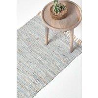 Homescapes Leather Glitter Hall Runner, 66 x 200 cm in Natural | Size: 66 cm x 200 cm