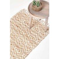 Homescapes Sierra Neutral Diamond Pattern Hemp Chindi Hall Runner, 66 x 200 cm in Natural | Size: 66 cm x 200 cm