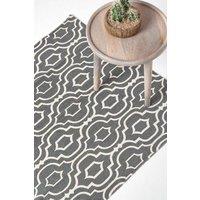 Homescapes Riga 100% Cotton Printed Patterned Rug in Grey | Size: 120 cm x 170 cm