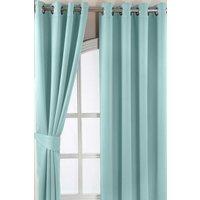 Homescapes Herringbone Blackout Curtains Pair Eyelet Style in Light Blue | Size: 117 cm width x 229 cm drop