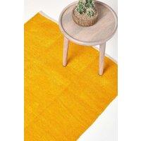 Homescapes 100% Cotton Plain Chenille Rug in Mustard | Size: 90 cm x 150 cm