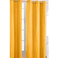 Homescapes Plain Cotton Ready Made Eyelet Curtain Pair in Mustard | Size: 117 cm width x 137 cm drop