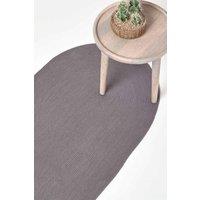 Homescapes Handmade Woven Braided Oval Hallway Rug, 66 x 200 cm in Grey | Size: 66 cm x 200 cm