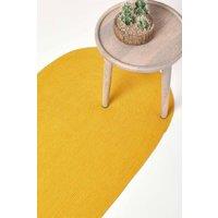 Homescapes Handmade Woven Braided Oval Hallway Rug, 66 x 200 cm in Mustard | Size: 66 cm x 200 cm