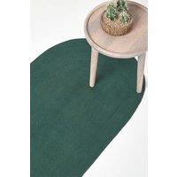 Homescapes Handmade Woven Braided Oval Hallway Rug, 66 x 200 cm in Dark Green | Size: 66 cm x 200 cm