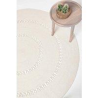 Homescapes Crochet Braided Round Rug in Natural | Size: 90 cm diameter
