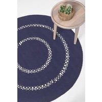 Homescapes Crochet Braided Round Rug in Navy | Size: 90 cm diameter