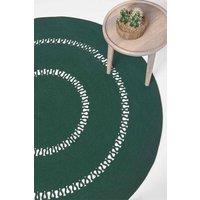 Homescapes Crochet Braided Round Rug in Green | Size: 90 cm diameter