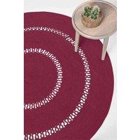 Homescapes Crochet Braided Round Rug in Plum | Size: 90 cm diameter