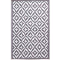 Homescapes Luxury Outdoor Rug Waterproof Reversible, Grey Zoe Geometric in White | Size: 180 cm x 270 cm
