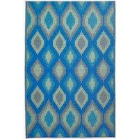 Homescapes Luxury Outdoor Rug Waterproof Reversible for Garden, Blue Amber Ikat | Size: 180 cm x 270 cm