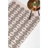 Homescapes Adana Handwoven Cotton Textured Rug in Black | Size: 90 cm x 150 cm