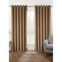 Homescapes Thermal 100% Blackout Velvet Curtains in Beige | Size: 117 cm width x 137 cm drop