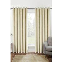 Homescapes Thermal 100% Blackout Velvet Curtains in Cream | Size: 117 cm width x 137 cm drop