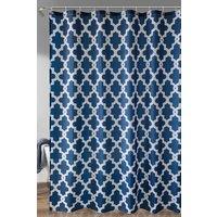 Neel Blue Mandala Polyester Shower Curtain, Water-Resistant Bathroom Curtain With 12 Hooks - 180x200cm in Blue | Size: 180 cm width x 200 cm drop