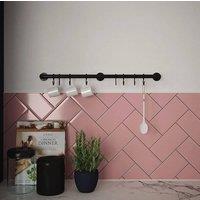 Forgeworks Matt Black Easy Fit Sliding 'S' Hooks Kitchen Utensil Rail Kit 60cm