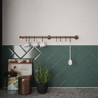 Forgeworks Antique Brass Easy Fit Sliding 'S' Hooks Kitchen Utensil Rail Kit 60cm in Gold