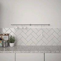 Forgeworks Brushed Stainless Steel 'S' Hooks Kitchen Utensil Rail Kit 100cm in Silver