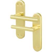 AFIT T-Bar Satin Brass Internal Latch Backplate Handles x1 Pair in Gold | Size: 150mm x 150mm