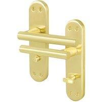 AFIT T-Bar Satin Brass Internal Bathroom Backplate Handles x1 Pair in Gold | Size: 150mm x 150mm