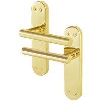 AFIT T-Bar Polished Brass Internal Latch Backplate Handles x1 Pair in Gold | Size: 150mm x 150mm