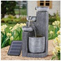 Living and Home Outdoor Solar-Powered Water Fountain Rockery Decor in Natural