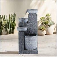 H&O Direct Solar-Powered Water Fountain Outdoor Rockery Decor in Natural