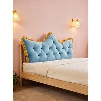 Living and Home Crown-Shaped Ruffled Bed Headboard Pillow in Blue | Size: Large