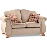 Furnishings For Less UK Fairhurst Soft Textured Scroll Arm Grey or Mink Fabric 2 Seater in Medium Beige