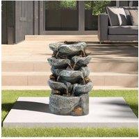 Living and Home Electric Water Fountain Rockery Garden Decor with LED Lights in Natural