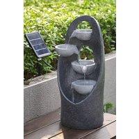 Living and Home 4-Tier Solar Powered Garden Water Fountain in Grey