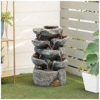 H&O Direct LED Water Feature Electric Fountain Garden Decor in Natural