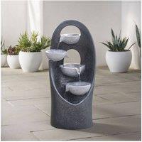Garden Sanctuary Muti-Tier Solar Powered Cascading Garden Water Fountain in Grey