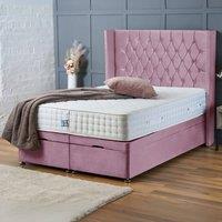 BSSPOKE Olivia Ottoman Divan Bed Plush Velvet 54 Headboard & Mattress in Pink | Size: King