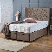 BSSPOKE Olivia Ottoman Divan Bed Plush Velvet 54 Headboard & Mattress in Taupe | Size: Double