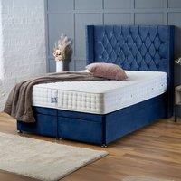 BSSPOKE Olivia Ottoman Divan Bed Plush Velvet 54 Headboard & Mattress in Blue | Size: Single