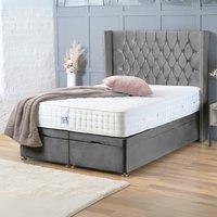 BSSPOKE Olivia Ottoman Divan Bed Plush Velvet 54 Headboard & Mattress in Grey | Size: Single