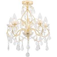 Netlighting Vela 5 Light Bathroom Ceiling Light Satin Brass Clear IP44 in Yellow