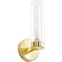 Netlighting Sparti Bathroom Wall Lamp Satin Brass Clear Frosted IP44 in Yellow