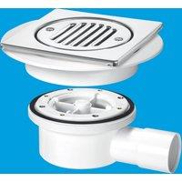 McAlpine VSG52T6SS Two-Piece Valve Shower Gully: Tile with removable Grid, 1 in White