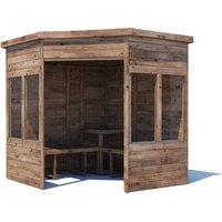 Dunster House Wooden Corner Garden Arbour with Glazed Panels 2.1m x 2.1m in Brown