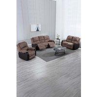 More4Homes Postana Manual Recliner Bonded Leather 1+2+3 Seater Sofa Set in Brown